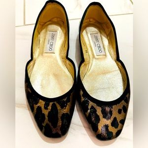 Jimmy Choo Women’s Leopard Square Toe Flats 36